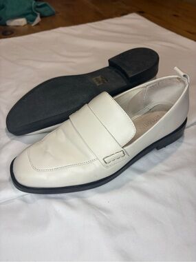 Classic White Leather Penny Loafers for Women